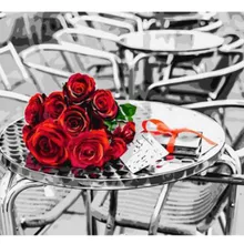 Красивая красная роза на стол напечатаны DIY цифровая картина маслом по номерам ручная роспись маслом 40x50 см без рамки