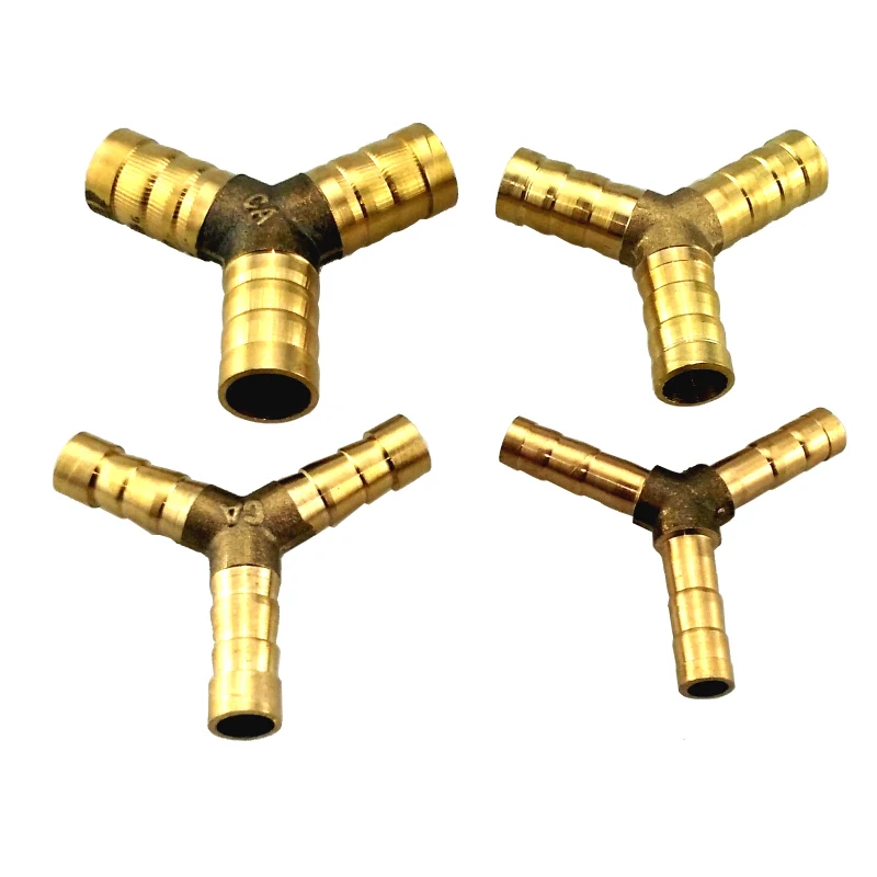 Brass Splicer Fitting 3 Way Y Type Barb Copper Barbed Connector Joint Coupler Adapter 6mm 8mm