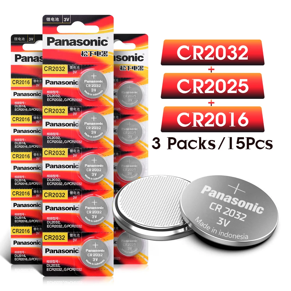 

PANASONIC 15Pcs original brand new battery for cr2032 cr 2025 cr2016 3v button cell coin batteries for watch computer