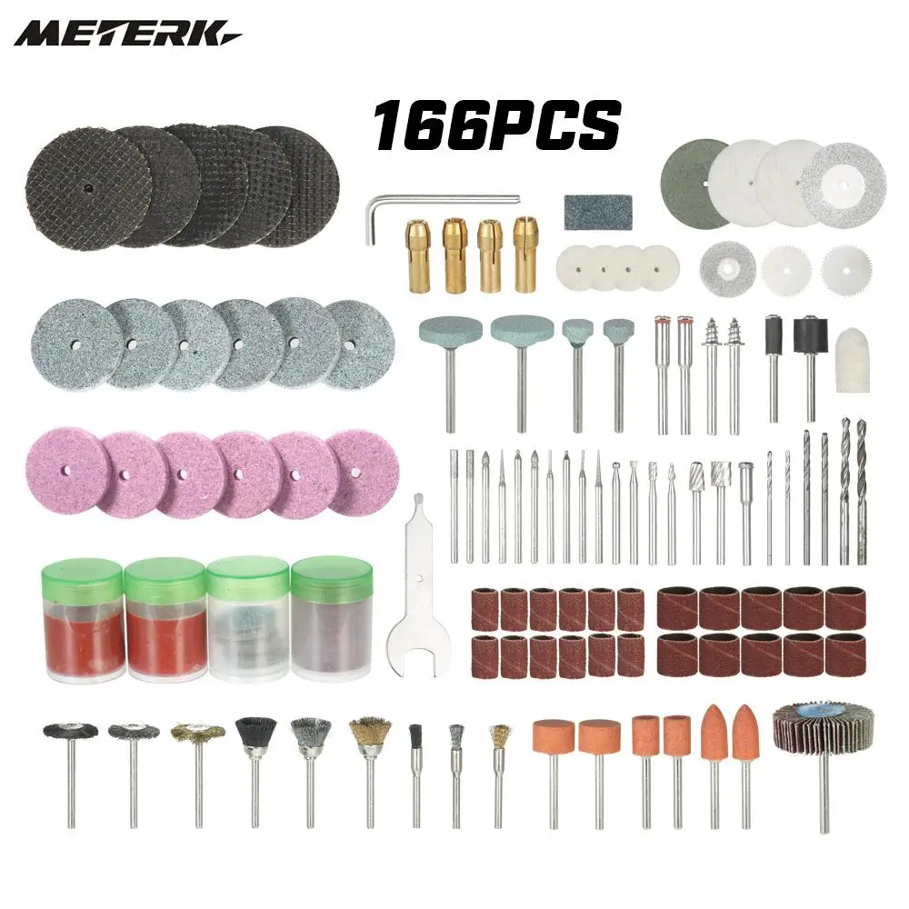 

166PCS 1/8" Shank Rotary Tool Accessories Set Sanding Polishing Grinding Cutting Accessory Bit for Dremel Grinder