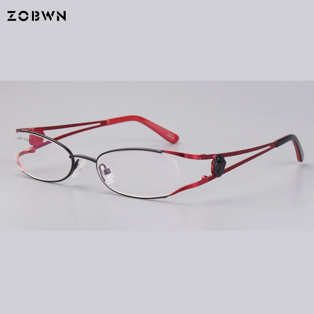 

Fashion half frame Women Eyeglasses Ladies Spectacles Frame Retro Women's Glasses Brand Designer red/black fake full rim eyewear