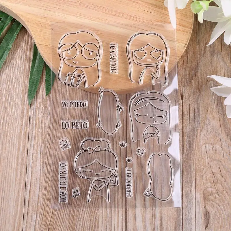 

Cute Girl Silicone DIY Clear Stamps Scrapbooking for Photo Album Paper Card Art Crafts Decor