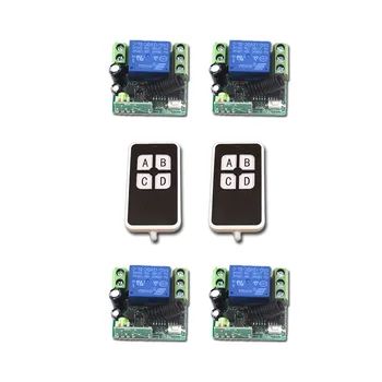 

New DC12V Mini RF Wireless Remote Control Switch 2pcsTransmitter 1CH Relay Switches with 4pcs Receiver with 4Buttons 315/433MHZ