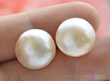 

free shipping 00380 beurre white semi-circle south sea mabe PEARL stud EARRING