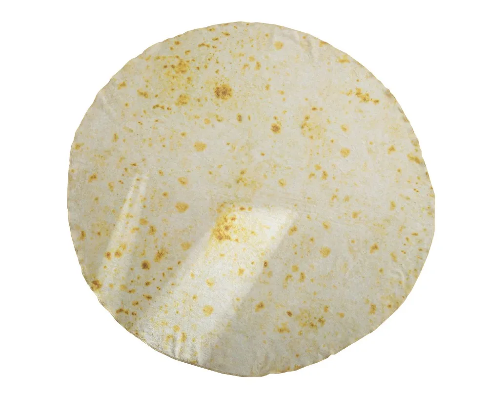 

6 Sizes Tortilla Soft Flannel Throw Blanket Printing Plaids Tortilla de Harina Burrito Blanket Round and Rectangle Shape