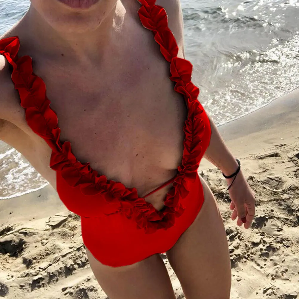 Женская одежда для плавания сексуальный высокий цельный купальник черный белый красный стринги Купальный костюм женский Монокини Бикини