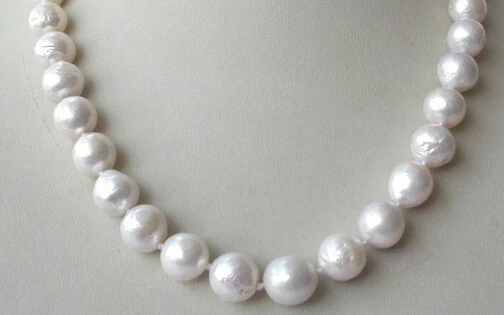 

Jew3187 stunning big round white Edison keshi reborn freshwater pearl necklace AAA