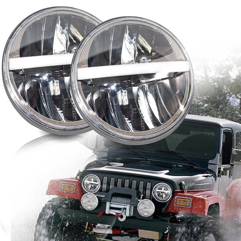 7 дюймов H4 светодиодный фары moto лампа с углом зрения &quotкруглые для Land Rover 90/110