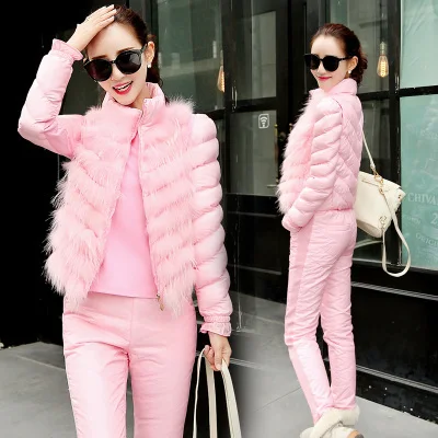 2018 Time-limited Rushed Women's Suit Cotton Clothes Down Jacket Paragraph Winter Three-piece Vest Trousers Large Size Clothing 2018 Time-limited Rushed Women's Suit Cotton Clothes Down Jacket Paragraph Winter Three-piece Vest Trousers Large Size Clothing
