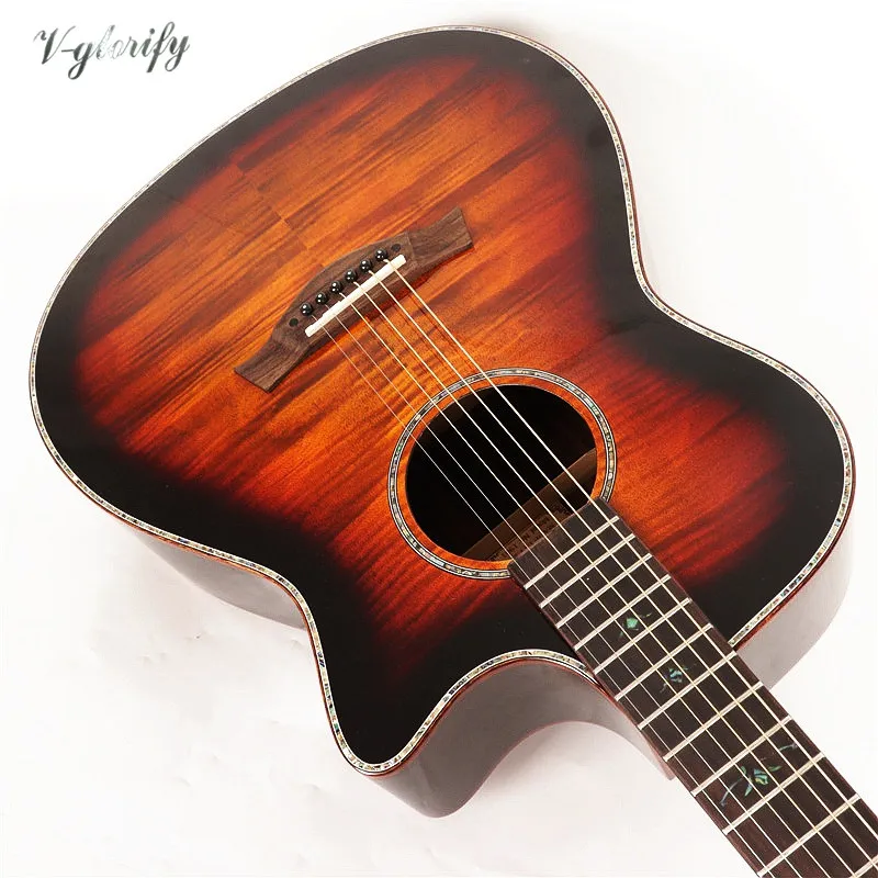 hand made flame maple acoustic guitar with electric tuner factory made hand made flame maple acoustic guitar with electric tuner factory made