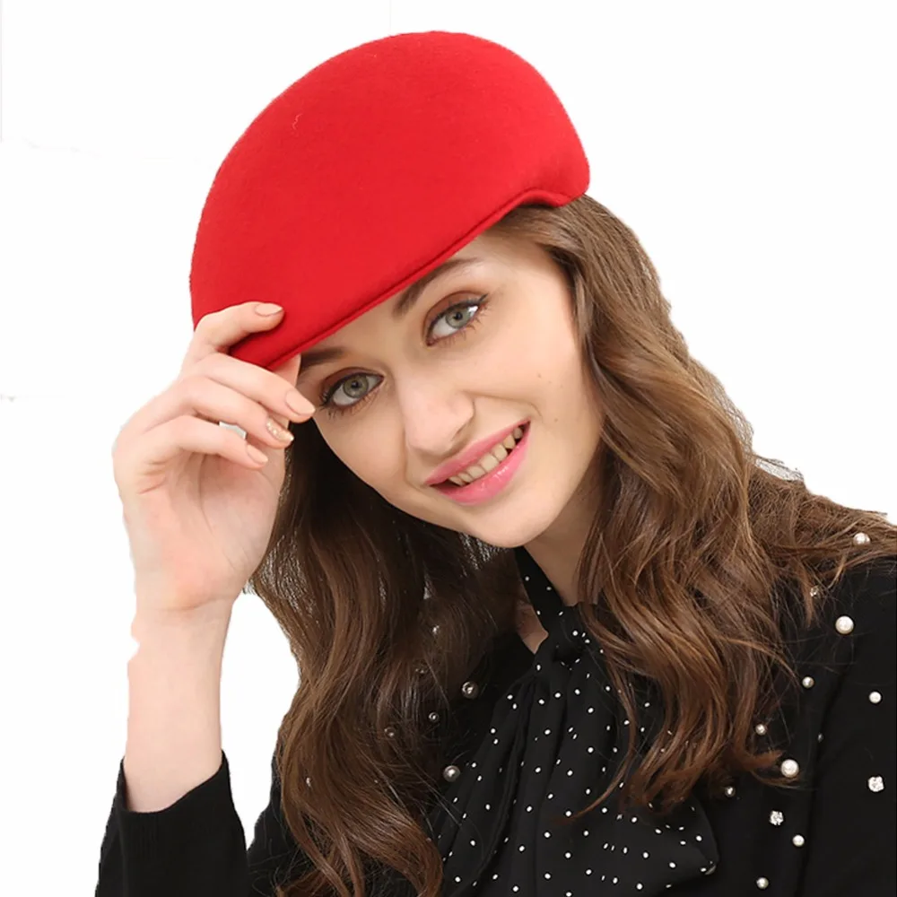 Spring Winter Artist Beret Cap Women Red Black Camel Fashion Plain Fedora Wool Beret Hat Girls