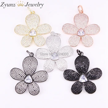 

5PCS Micro pave CZ flower zirconia pendants women Jewelry