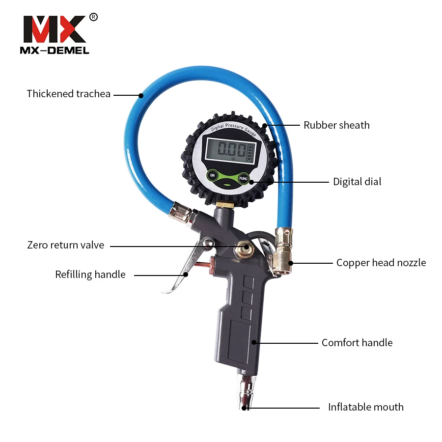 Цифровой автомобильный тестер для автомобильных шин, подкачка колес, инструмент для мониторинга пистолета, нагнетатель давления, датчик ЖК-дисплея
