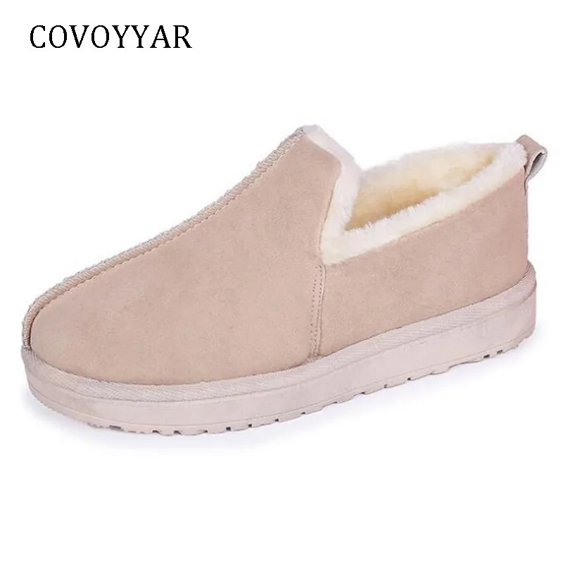 

COVOYYAR 2018 Flat Snow Boots Women Winter Shoes Platform Comfort Fur Ankle Boots Soft Bottom Lady Home Slippers WFS1016