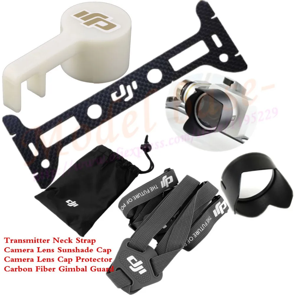 Transmitter Shoulder Strap Belt Sling +Carbon Fiber Gimbal Guard+Camera Lens Cap Protector+Sunshade Cap For DJI Phantom 3