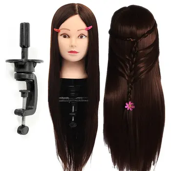 

1Pc Sale Synthetic Hair Hairdressing Training Mannequin Head Dark Brown With A Free Practice Head Clamp for Makeup Practice