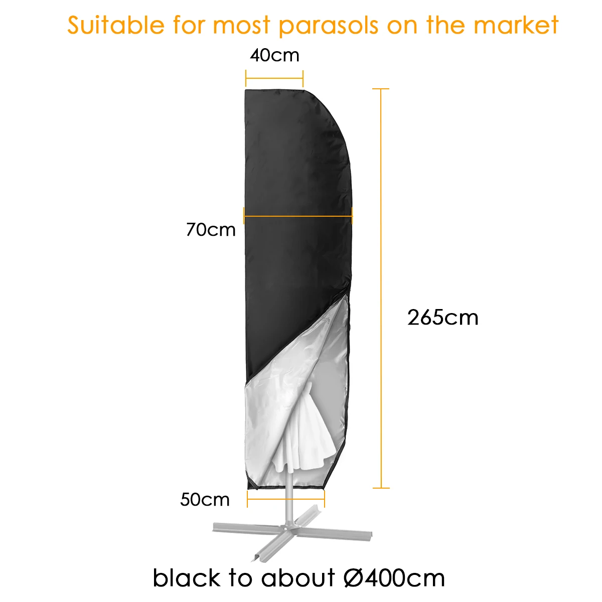

Outdoor Sun Umbrella Cover Parasol Cover Protective Waterproof Rainproof Dustproof Sunshade Oxford Cloth with Telescopic Rod Bag