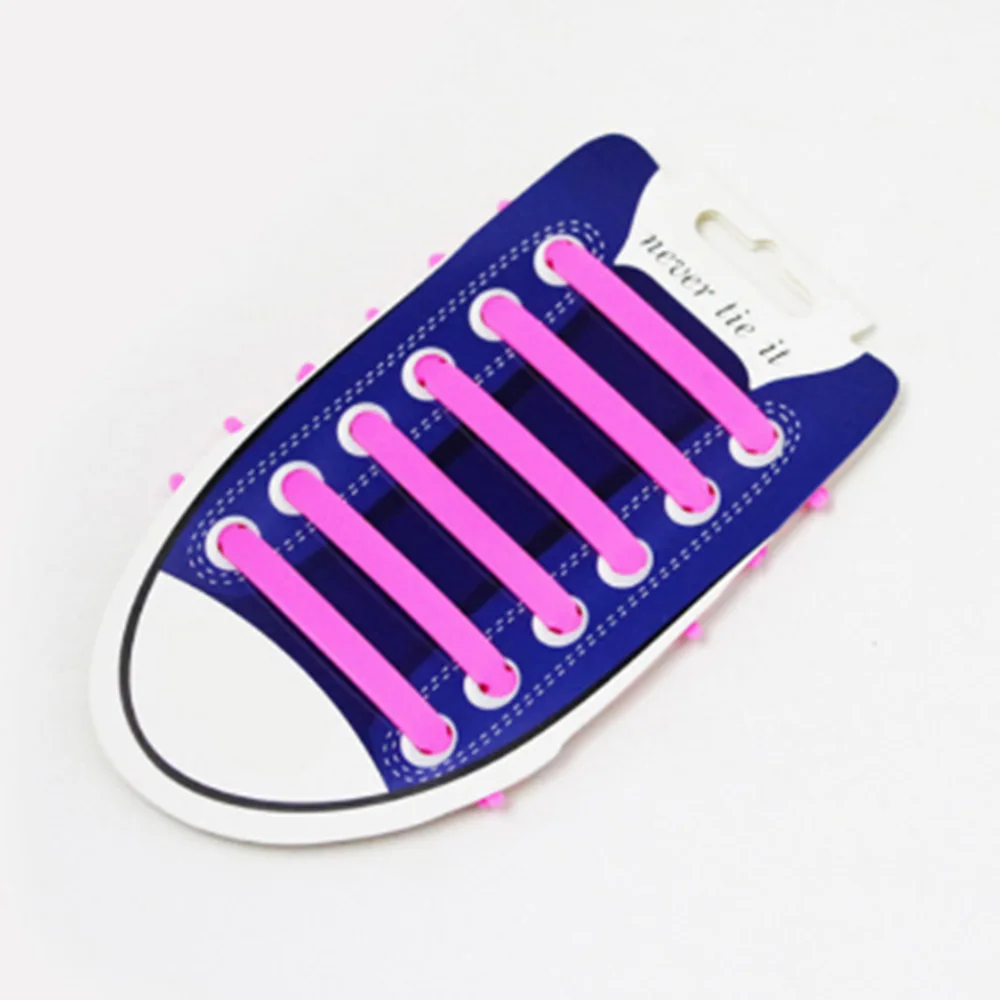 12 шт новые шнурки ленивые эластичные силиконовые шнурки без завязок кроссовки шнурки для обуви - Цвет: Розовый