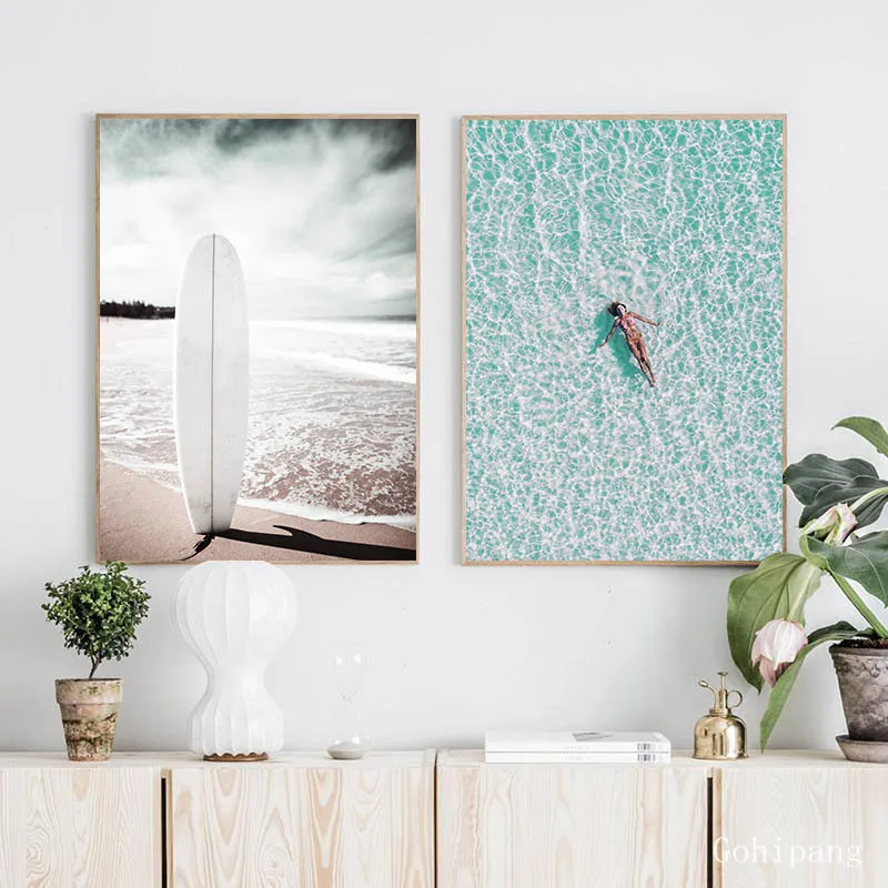 Sandy-Beach-Canvas-Nordic-Poster-Scandinavian-Wall-Art-Print-Ocean-Bus-Seascape-Painting-Tropical-Decoration-Picture (3)