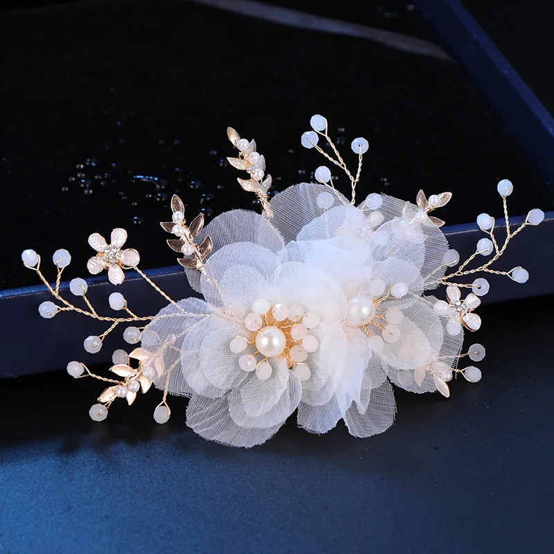 Flower Headwear Hair Clips For Women Headband Hairpin Pearl Bride Hair Ornaments Wedding Head Pieces