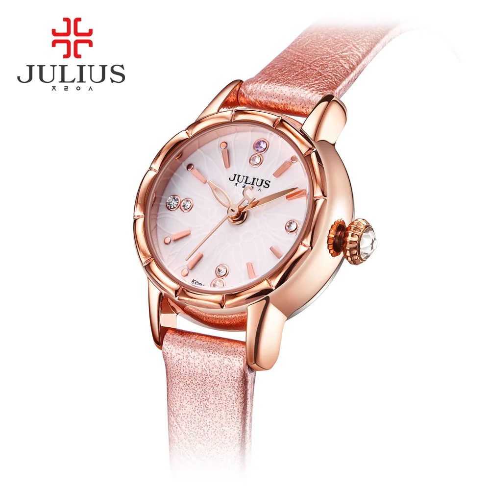 

Julius Women's Watch Japan Quartz Fashion Hours Auto Date Casual Strap Wristwatch Shell dial Clock Round Face Gift JA-908