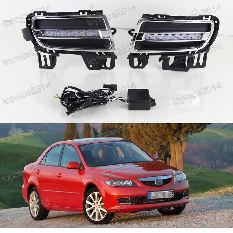 2Pcs bright white LED DRL Daytime Running Light fog Lamps Driving Light For Mazda 6 2006