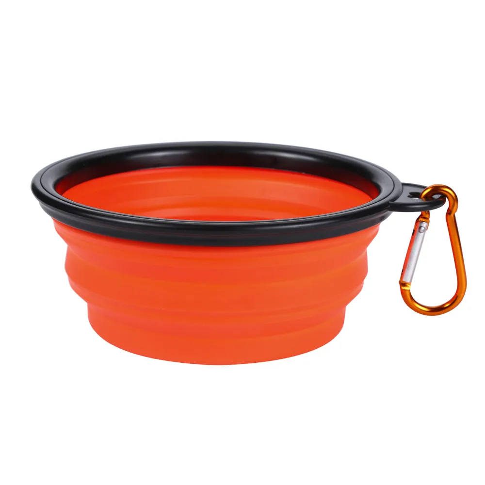 Миска для собак, дорожная миска для питомца, силиконовая складная подача воды, кормушка, переносная миска для воды для питомца, собачий силиконовый миска - Цвет: Orange
