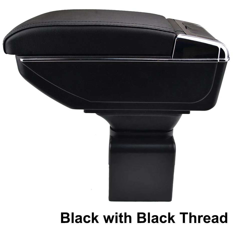 Автомобильный подлокотник поддержка коробка для хранения лоток центр консоль подлокотник кожаный для peugeot 307 - Название цвета: Black Thread