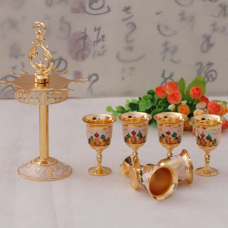 Набор из семи предметов, русская винная чашка, золотой подарочный набор, барная посуда для напитков, аксессуары для водки, стеклянные рюмки, барные наборы, полка для вина