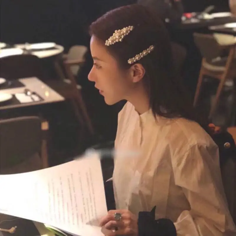 

12 Styles Minimalist Style Geometric Hair Clip Ladies Vintage Imitation Pearl Rhinestone Spring Hairgrips Hollow Out Barrettes