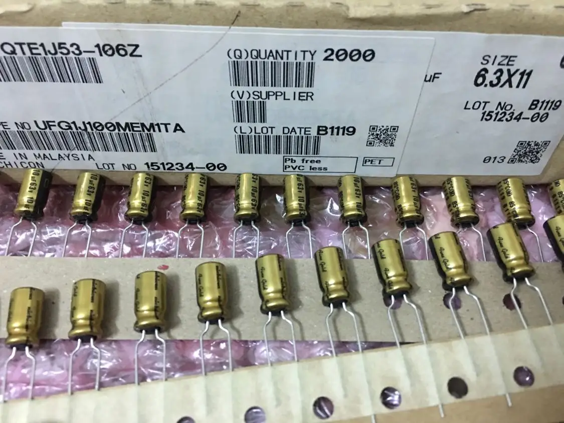 

20pcs Copper feet nichicon 63v10uf 6*12 fine gold FG audio super capacitor electrolytic capacitors free shipping