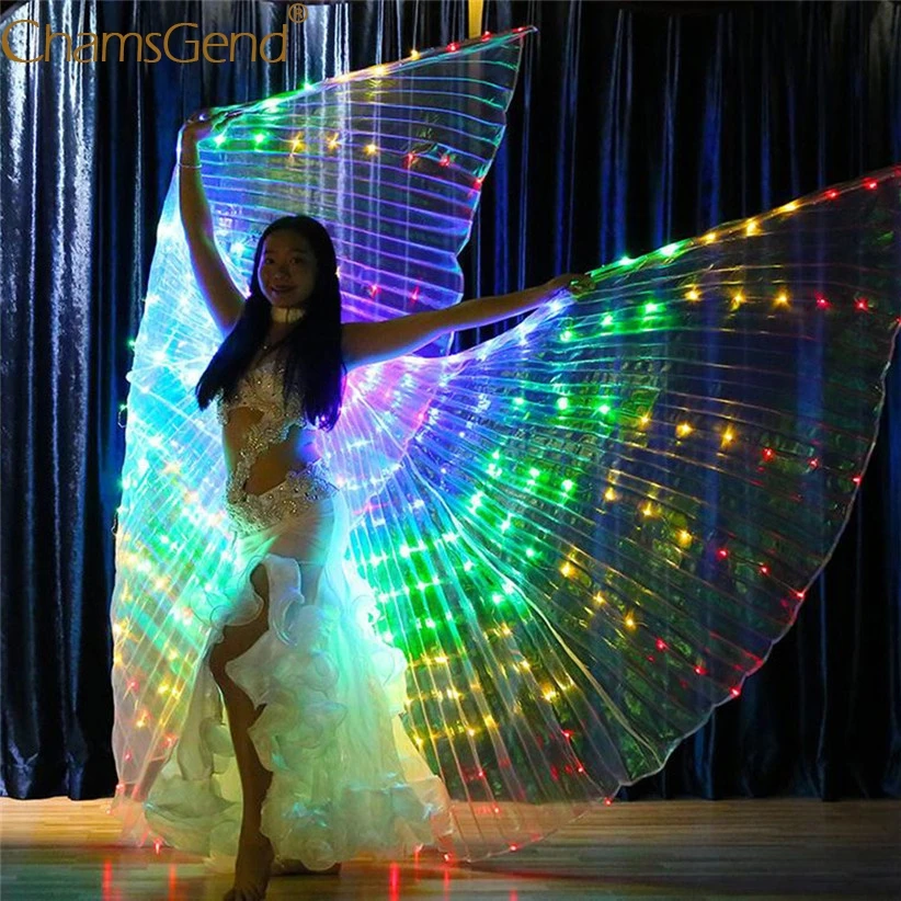 Радужный светодиодный карнавальный костюм с крыльями ангела бабочки для женщин и девочек, вечерние костюмы с телескопической палкой 906