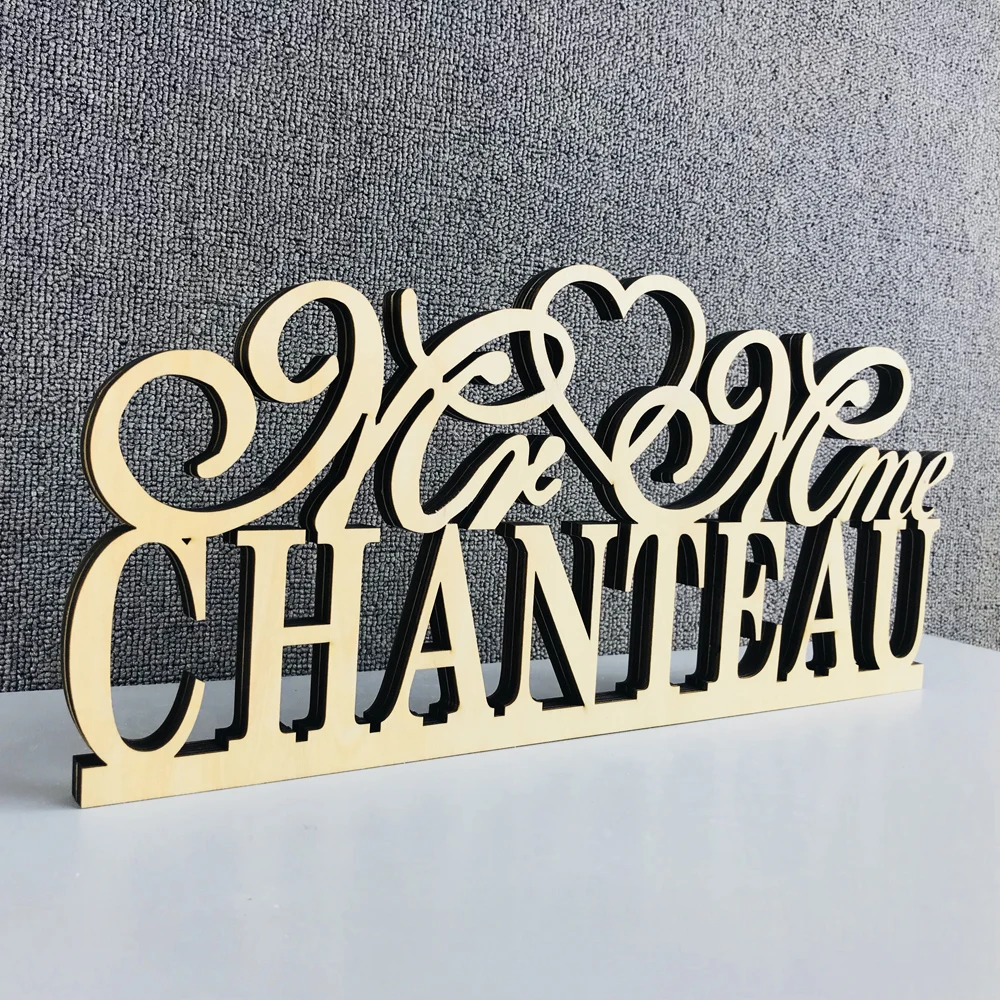 Custom Mr & Mrs Name Wedding Table Sign,Personalized color wood Table Sign Wedding with name,Bride & Groom Sign Decor Supplies (5)