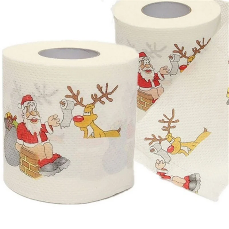 Merry Christmas туалетная бумага с рисунком Санта-Клауса/оленя Рождество рулон бумаги для дома ванной гостиной Рулон Ткани Рождественский Декор