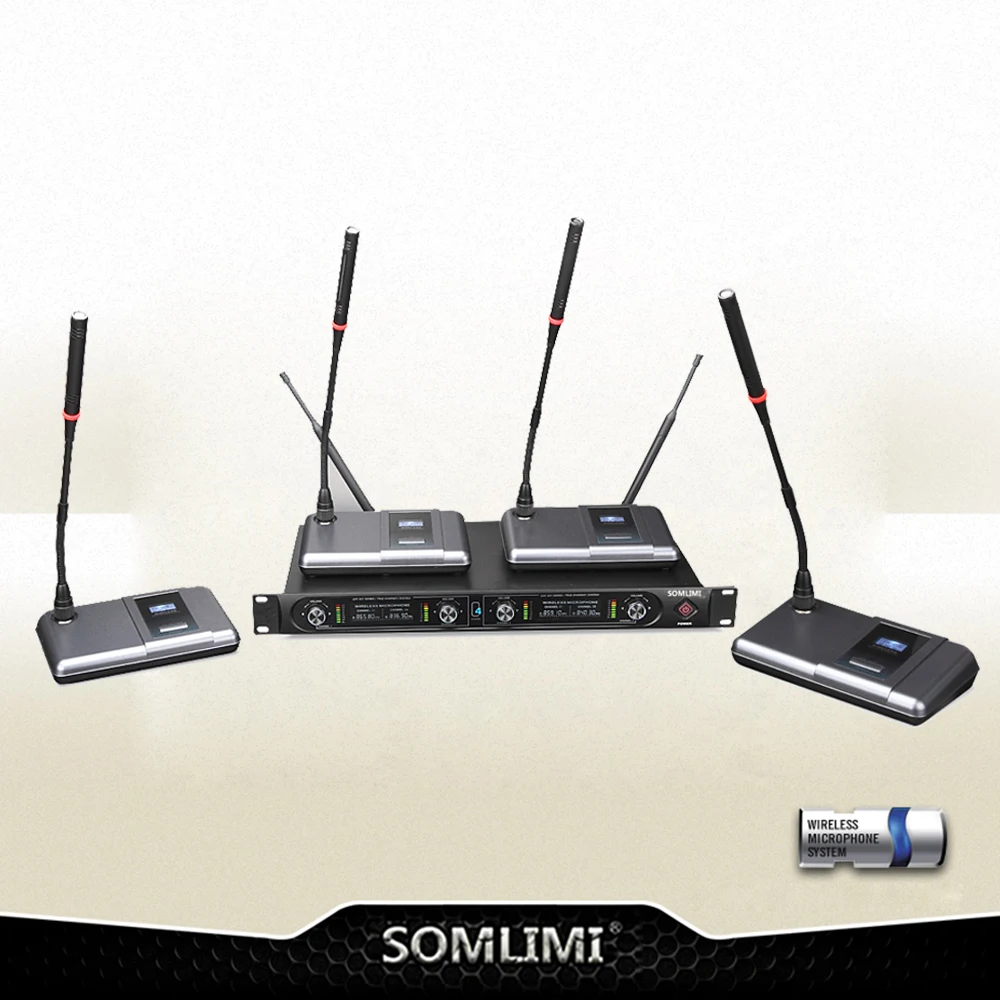 

4-Microphone Conference Microphone Wireless With Reciver Audio Amplifier System