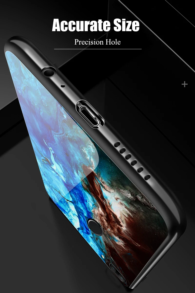 Hisomone Marble Phone Case On For Huawei Honor 9 Lite Texture Tempered Glass Back Case Cover For Huawei P Smart P20 Lite