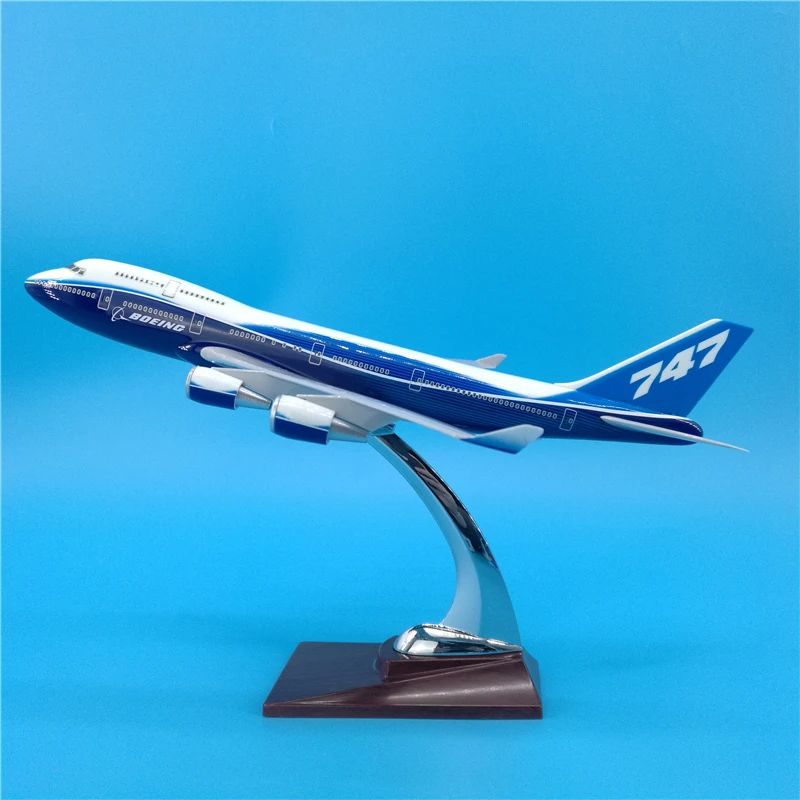 

32CM Boeing B747 Prototype Blue Color Airlines airway airplane model toys aircraft diecast plastic alloy plane gifts for kids