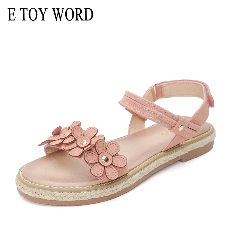 

E TOY WORD Flat sandals 2019 summer women's sandals comfortable wild Thick bottom sandals beach sweet flowers women shoes
