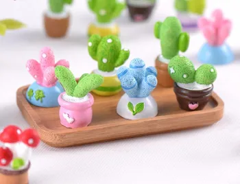

20pcs Resin Cactus Series Miniatures Landscape Accessories For Home Garden Cake Decoration Scrapbooking Craft Diy