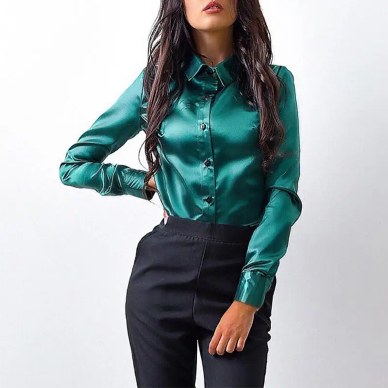 Women On Down Blouse Office Las Soft Comfortable Solid Women On Down Blouse Office Las