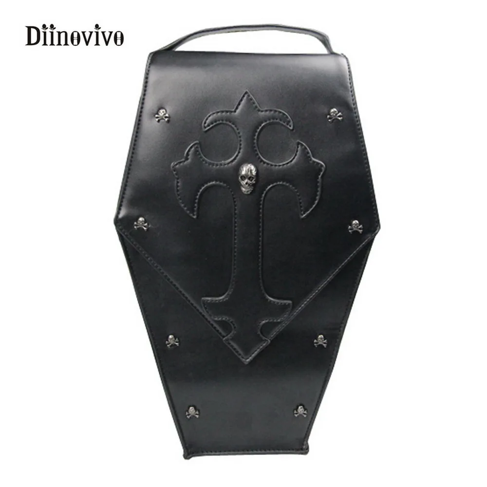 

DIINOVIVO Gothic Women Shoulder Bag Fashion Luxury Leather Waist Bag Motorcycle Rider Skull Punk Style Messenger Bag WHDV0139