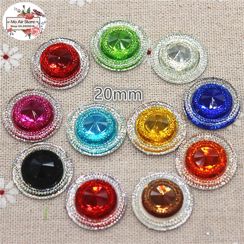 

20pcs/lot round shape mix colors shiny resin rhinestone flatback cabochon for DIY hair bow center