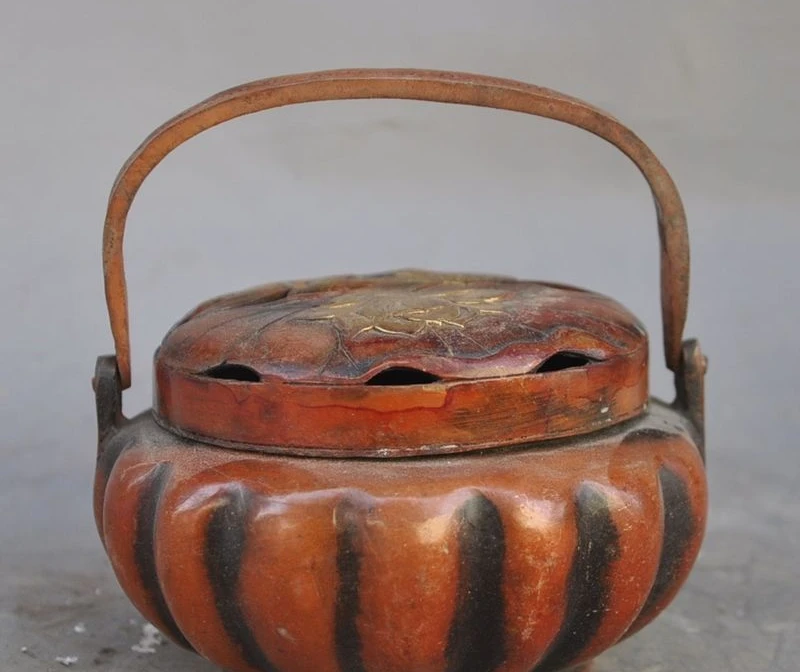 

chinese fengshui bronze Lotus Crane bird statue Warmer furnace incense burner