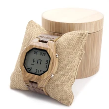 Bobobird A13 Мужская Luxury Brand Спорт LED Деревянные Часы Повседневная Бамбуковые Древесины Цифровые Часы Мужские Многофункциональный в Деревянной Коробке.