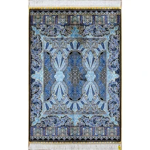 3'x4. 5' Турция Дизайн небо двери ручной переплетения Шелковый ковер синий цвет напольный коврик
