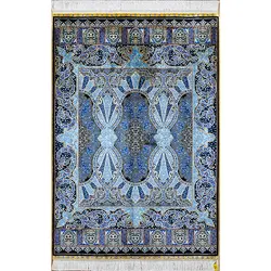 3'x4. 5' Турция Дизайн небо двери ручной Weave Шелковый ковер синий цвет напольный коврик