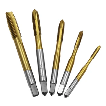

HSS M3 M4 M5 M6 M8 Titanium Coated Machine Straight Fluted Screw Thread Metric Plug Hand Tap Drill Set Hand Tools
