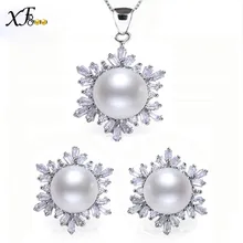 XF800 из настоящего натурального пресноводного Ювелирные украшения с жемчужинами с большими жемчужинами, снег, подвеска, серьги, модное ювелирное изделие в womren вечерние подарок S58