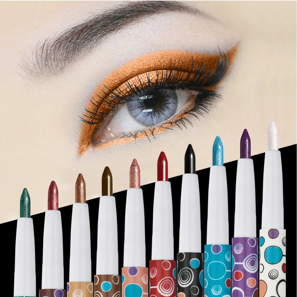 

HUAMIANLI Brand Matte Shimmer Glitter Eyeshadow Pen 10 Color Eye Make Up Metallic Eye Shadow Pencil Makeup Long Lasting #246009