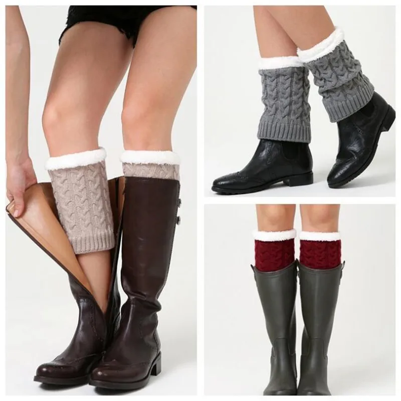 Buy 2018 New Women Thick Fleece Leg Warmers Knitting